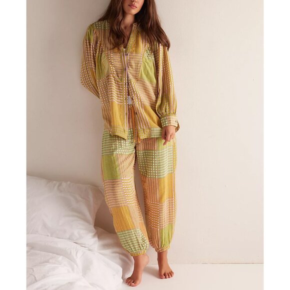 FREE PEOPLE Night After Night Sleep Shirt / Lemon Lime Combo - Picture 7 of 8
